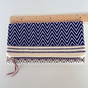 Tribe Alive fold over Black and White Atiltan Brocade clutch NWOT